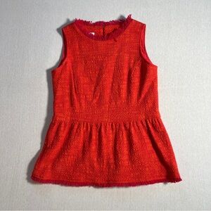 Sarah Campbell Cotton Tweed Sleeveless Top in Hot Pink + Orange, Size XS
